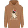 Merry Pugmas Funny Christmas Pug Mens 80% Cotton Hoodie Caramel Latte