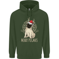 Merry Pugmas Funny Christmas Pug Mens 80% Cotton Hoodie Forest Green