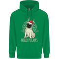 Merry Pugmas Funny Christmas Pug Mens 80% Cotton Hoodie Irish Green