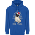 Merry Pugmas Funny Christmas Pug Mens 80% Cotton Hoodie Royal Blue