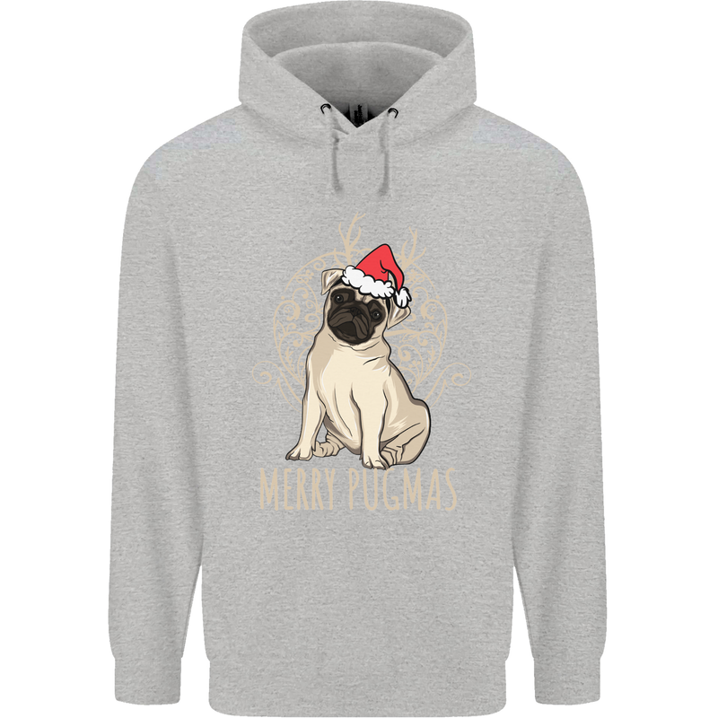 Merry Pugmas Funny Christmas Pug Mens 80% Cotton Hoodie Sports Grey