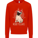 Merry Pugmas Funny Christmas Pug Mens Sweatshirt Jumper Bright Red