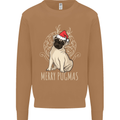Merry Pugmas Funny Christmas Pug Mens Sweatshirt Jumper Caramel Latte