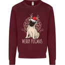 Merry Pugmas Funny Christmas Pug Mens Sweatshirt Jumper Maroon