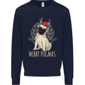 Merry Pugmas Funny Christmas Pug Mens Sweatshirt Jumper Navy Blue