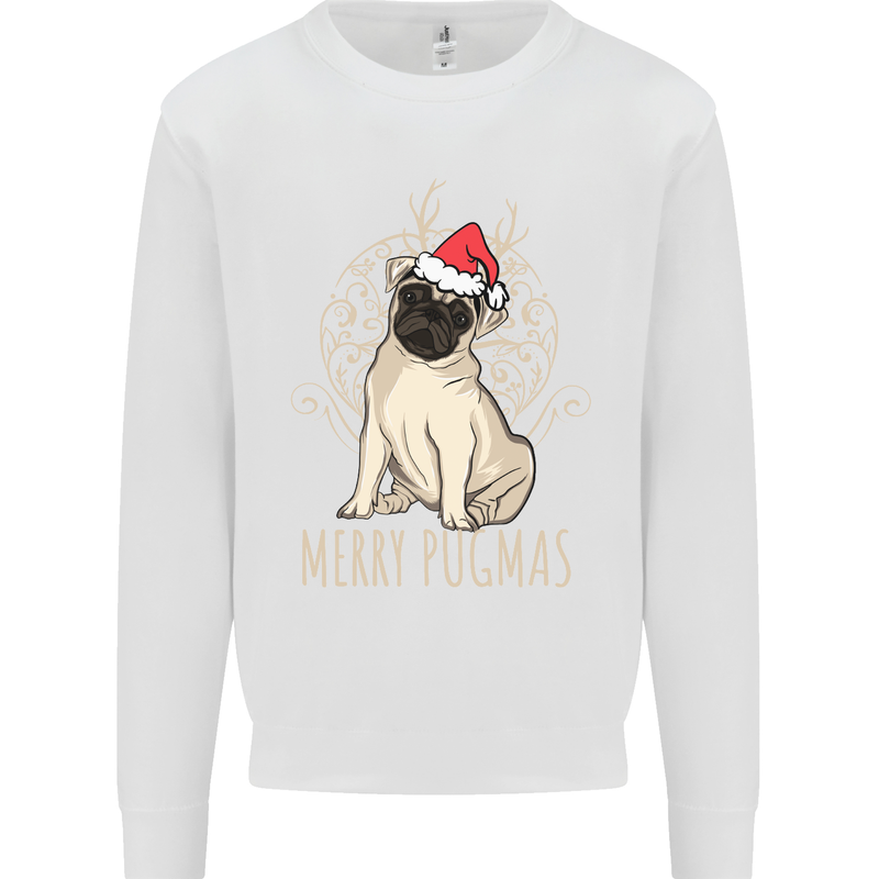 Merry Pugmas Funny Christmas Pug Mens Sweatshirt Jumper White