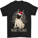 Merry Pugmas Funny Christmas Pug Mens T-Shirt Cotton Gildan Black