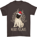Merry Pugmas Funny Christmas Pug Mens T-Shirt Cotton Gildan Dark Chocolate