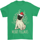 Merry Pugmas Funny Christmas Pug Mens T-Shirt Cotton Gildan Irish Green