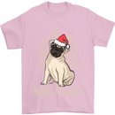 Merry Pugmas Funny Christmas Pug Mens T-Shirt Cotton Gildan Light Pink