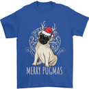 Merry Pugmas Funny Christmas Pug Mens T-Shirt Cotton Gildan Royal Blue