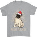 Merry Pugmas Funny Christmas Pug Mens T-Shirt Cotton Gildan Sports Grey