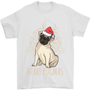 Merry Pugmas Funny Christmas Pug Mens T-Shirt Cotton Gildan White