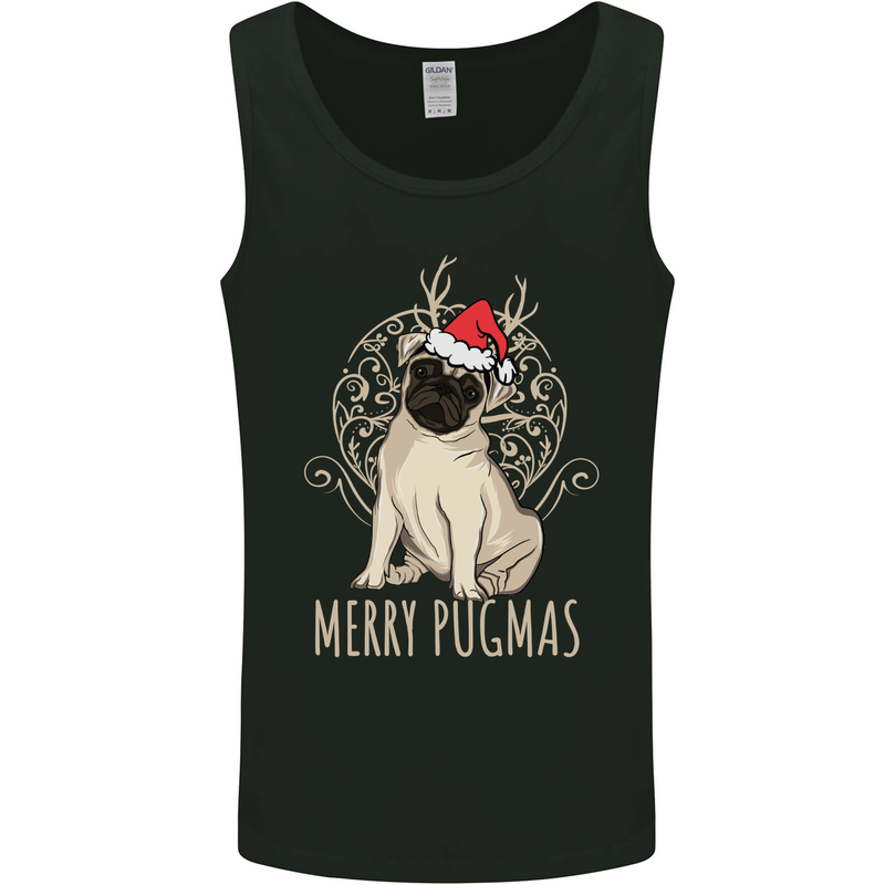 Merry Pugmas Funny Christmas Pug Mens Vest Tank Top Black