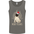 Merry Pugmas Funny Christmas Pug Mens Vest Tank Top Charcoal