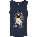 Merry Pugmas Funny Christmas Pug Mens Vest Tank Top Navy Blue