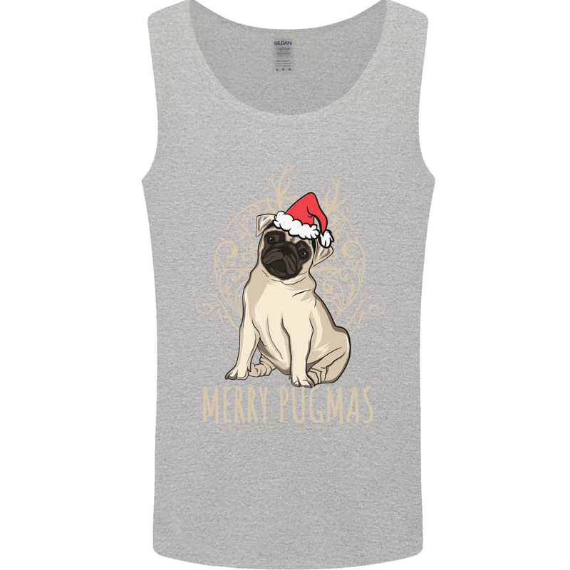 Merry Pugmas Funny Christmas Pug Mens Vest Tank Top Sports Grey