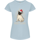 Merry Pugmas Funny Christmas Pug Womens Petite Cut T-Shirt Light Blue