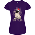 Merry Pugmas Funny Christmas Pug Womens Petite Cut T-Shirt Purple
