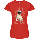 Merry Pugmas Funny Christmas Pug Womens Petite Cut T-Shirt Red