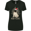 Merry Pugmas Funny Christmas Pug Womens Wider Cut T-Shirt Black