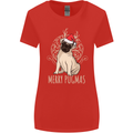 Merry Pugmas Funny Christmas Pug Womens Wider Cut T-Shirt Red