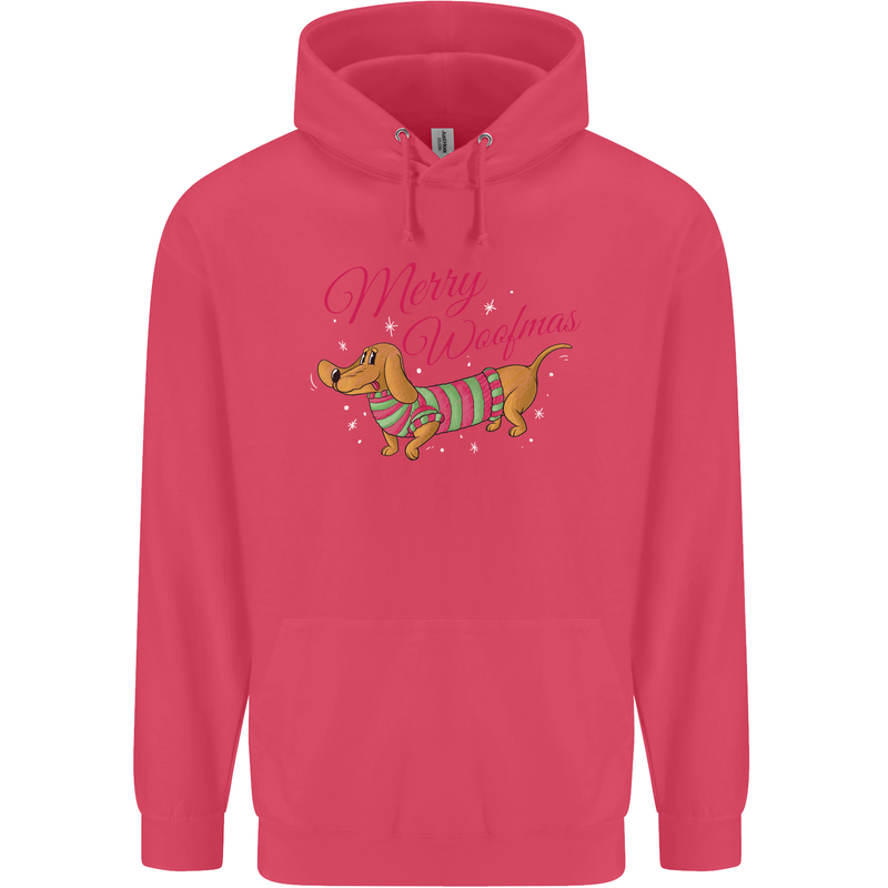 Merry Wiener Funny Christmas Dog Childrens Kids Hoodie Heliconia