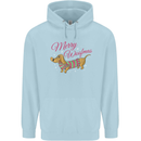 Merry Wiener Funny Christmas Dog Childrens Kids Hoodie Light Blue