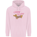 Merry Wiener Funny Christmas Dog Childrens Kids Hoodie Light Pink