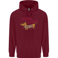 Merry Wiener Funny Christmas Dog Childrens Kids Hoodie Maroon