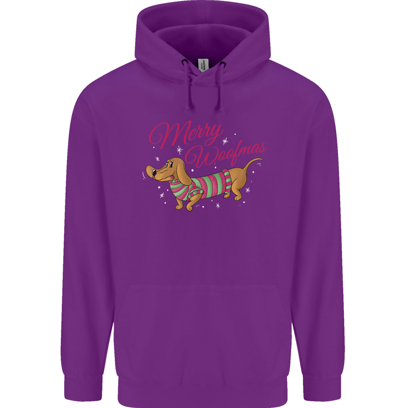 Merry Wiener Funny Christmas Dog Childrens Kids Hoodie Purple
