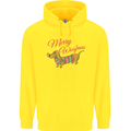 Merry Wiener Funny Christmas Dog Childrens Kids Hoodie Yellow
