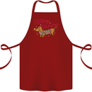 Merry Wiener Funny Christmas Dog Cotton Apron 100% Organic Maroon