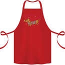 Merry Wiener Funny Christmas Dog Cotton Apron 100% Organic Red