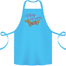 Merry Wiener Funny Christmas Dog Cotton Apron 100% Organic Turquoise