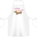 Merry Wiener Funny Christmas Dog Cotton Apron 100% Organic White