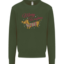 Merry Wiener Funny Christmas Dog Kids Sweatshirt Jumper Forest Green