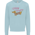 Merry Wiener Funny Christmas Dog Kids Sweatshirt Jumper Light Blue