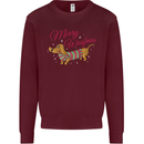 Merry Wiener Funny Christmas Dog Kids Sweatshirt Jumper Maroon
