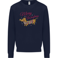 Merry Wiener Funny Christmas Dog Kids Sweatshirt Jumper Navy Blue