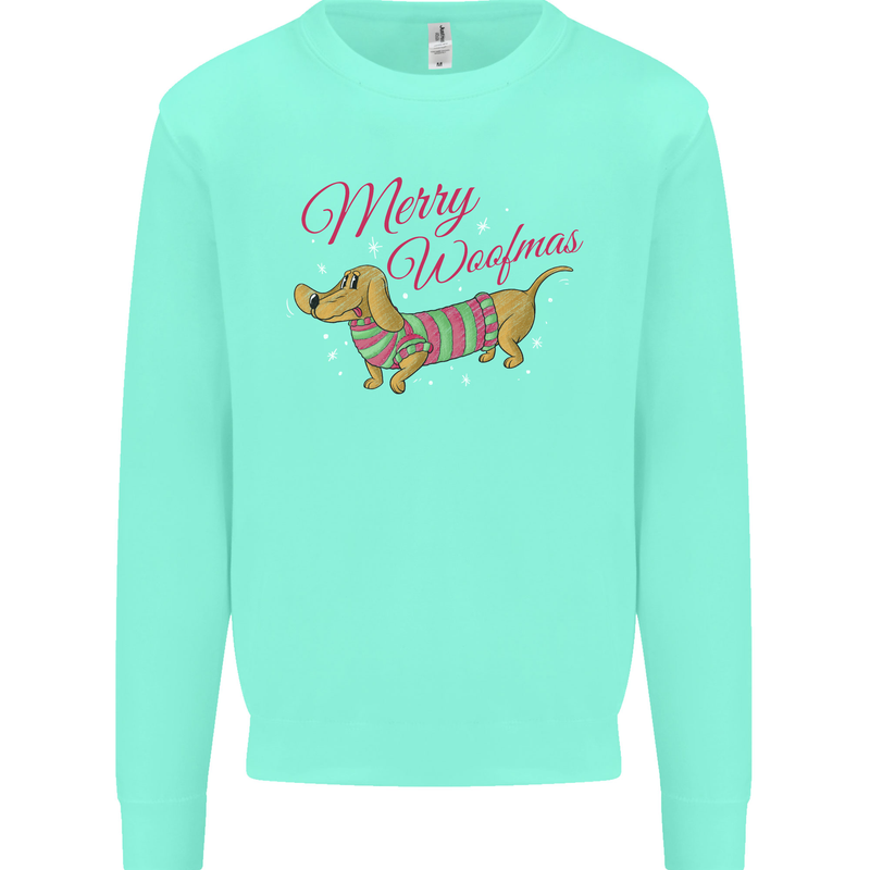 Merry Wiener Funny Christmas Dog Kids Sweatshirt Jumper Peppermint