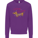 Merry Wiener Funny Christmas Dog Kids Sweatshirt Jumper Purple