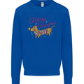 Merry Wiener Funny Christmas Dog Kids Sweatshirt Jumper Royal Blue