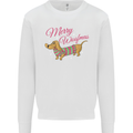 Merry Wiener Funny Christmas Dog Kids Sweatshirt Jumper White