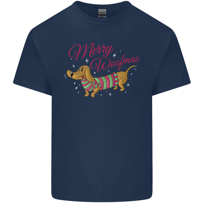 Merry Wiener Funny Christmas Dog Kids T-Shirt Childrens Navy Blue