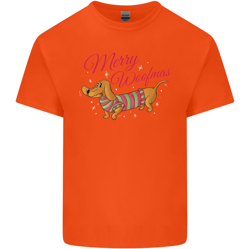 Merry Wiener Funny Christmas Dog Kids T-Shirt Childrens Orange