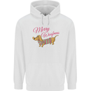 Merry Wiener Funny Christmas Dog Mens 80% Cotton Hoodie White