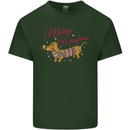 Merry Wiener Funny Christmas Dog Mens Cotton T-Shirt Tee Top Forest Green
