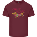 Merry Wiener Funny Christmas Dog Mens Cotton T-Shirt Tee Top Maroon