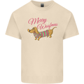 Merry Wiener Funny Christmas Dog Mens Cotton T-Shirt Tee Top Natural